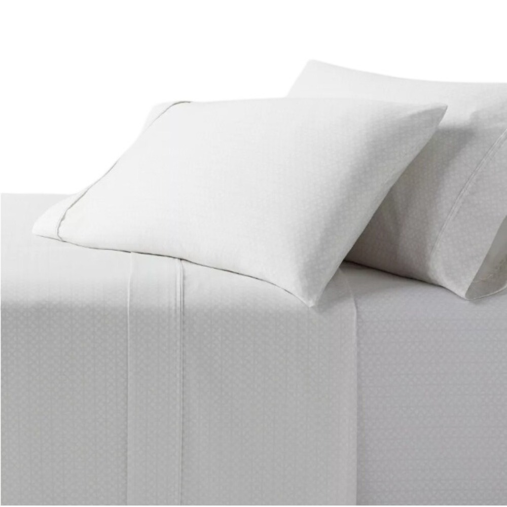Twin Twin XL 400 Thread Count Performance Sheet Set Light Gray Geo Pattern